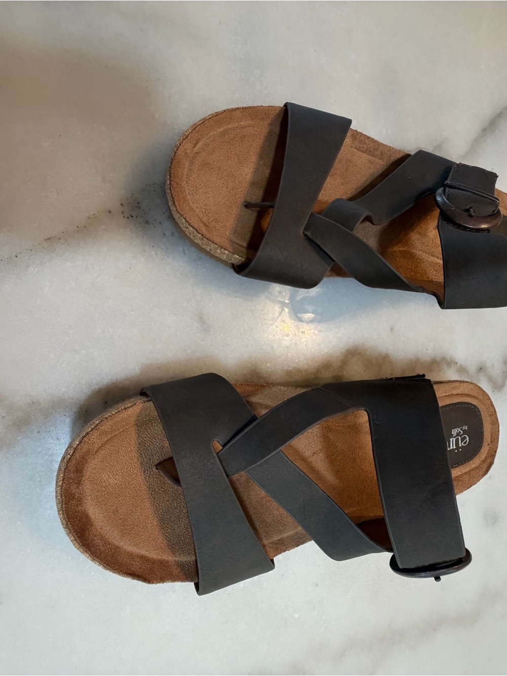 Cruel Black Strappy Slide Sandals with Adjustable Buckle